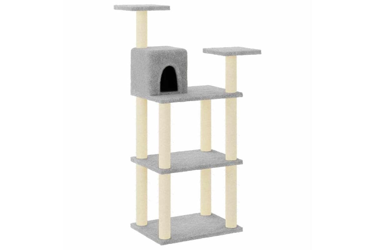 Vidaxl Cat Tree With Sisal Scratching Posts Light Grey 1185 Cm