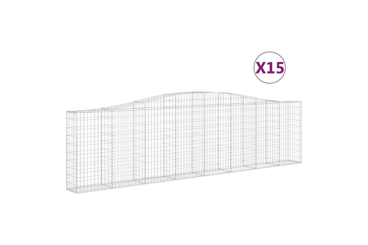 vidaXL 3145835 Arched Gabion Baskets 15 Pcs 400x30x100/120cm Galvanised Iron