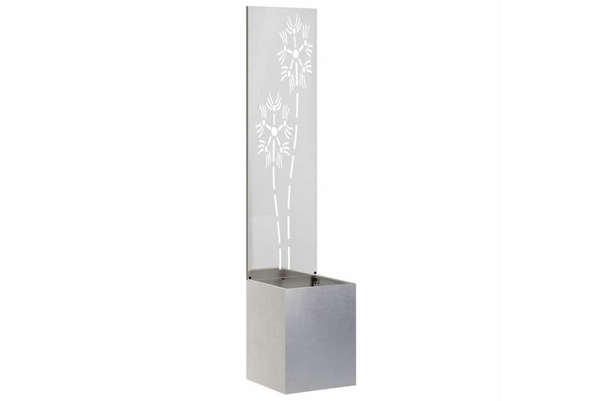 Garden Privacy Screen Floral Sliver 32 X 140 Cm Stainless Steel