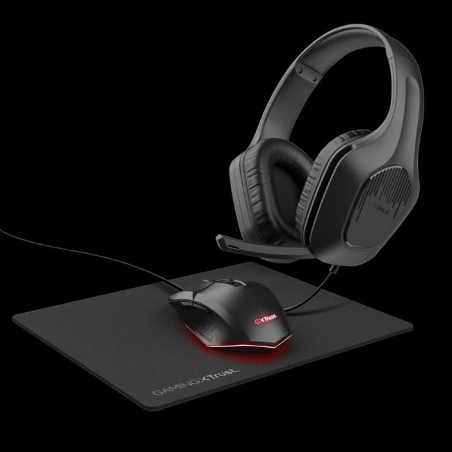 Trust GXT 790 3-in-1 Gaming Bundle | Headset, Mouse & Mat | T25117