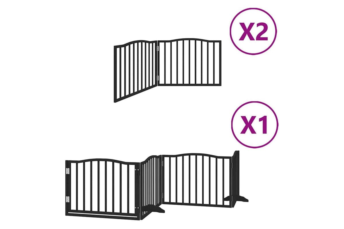 Vidaxl Dog Gate With Door Foldable 8 Panels Black 640 Cm Poplar Wood