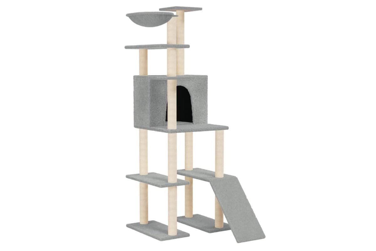 Cat Tree With Sisal Scratching Posts Light Grey 166 Cm