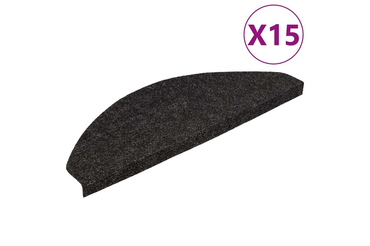 vidaXL 136390 Stair Mats Self-adhesive 15 Pcs 56x17x3cm Black