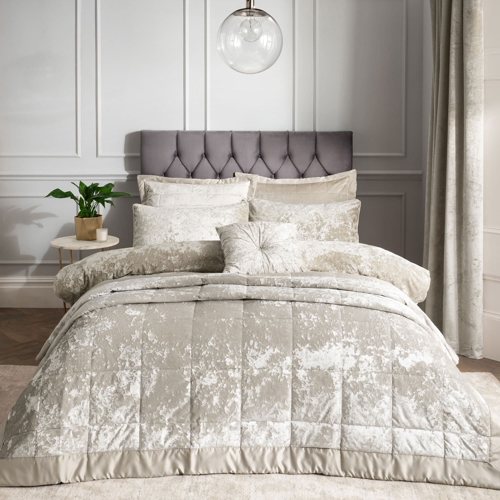 Crushed Velvet Coordinated Bedding Natural