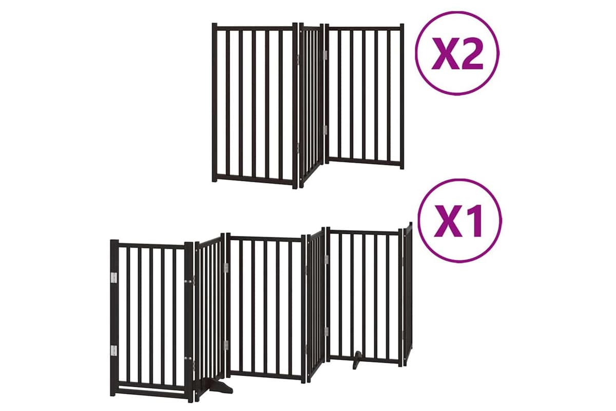 Vidaxl Dog Gate With Door Foldable 12 Panels Black 600 Cm Poplar Wood