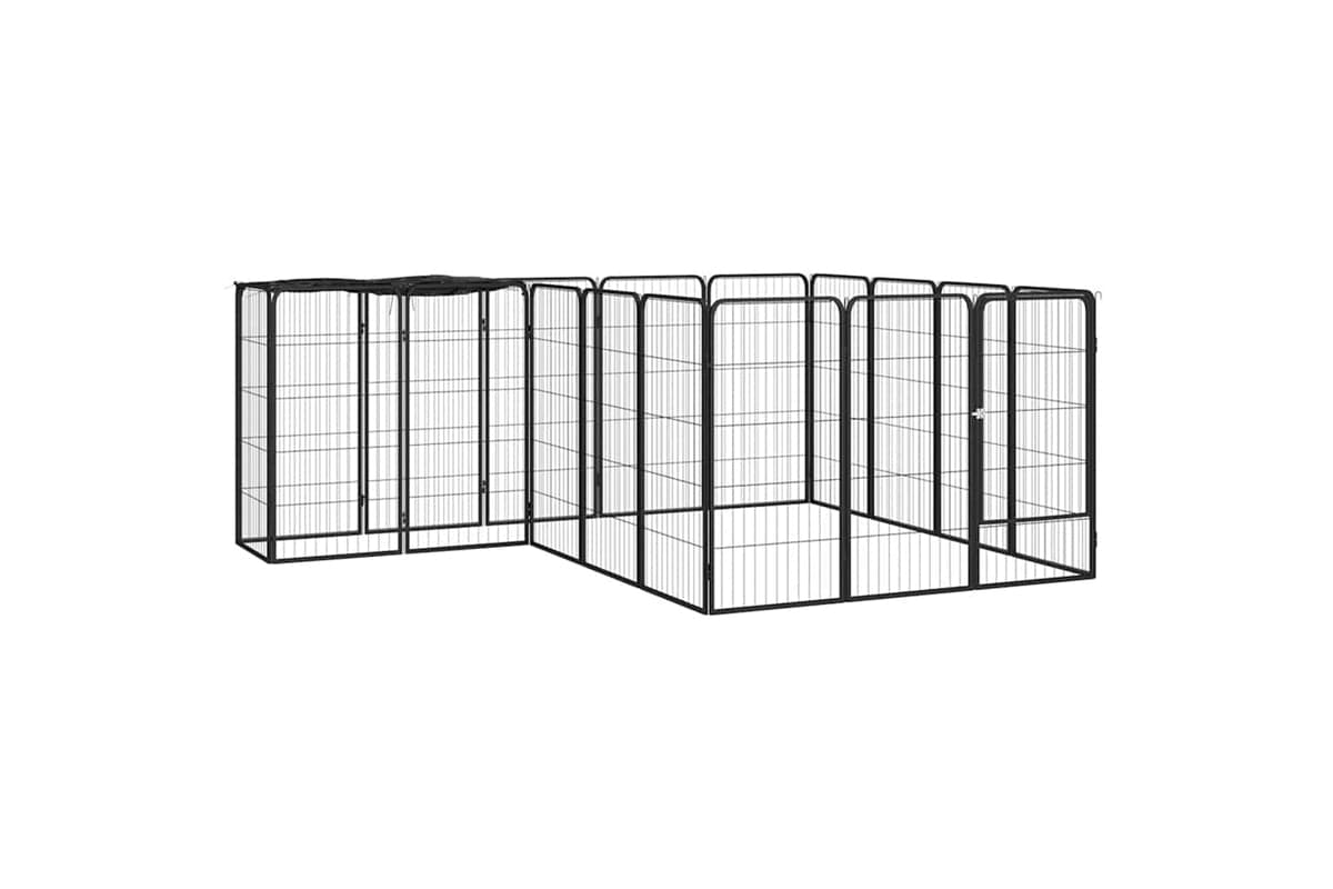 vidaXL 3115950 18-panel Dog Playpen Black 50x100cm Powder-coated Steel