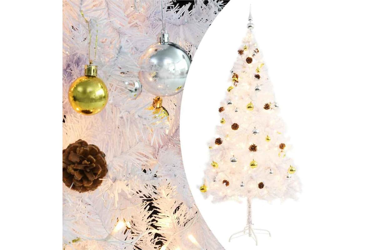 Vidaxl Artificial Pre-lit Christmas Tree With Baubles White 180 Cm