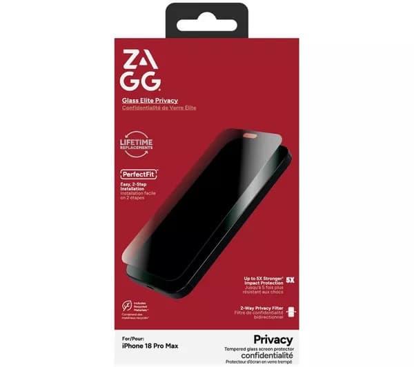 ZAGG InvisibleShield Glass Elite Privacy iPhone 18 Pro Max Screen Protector