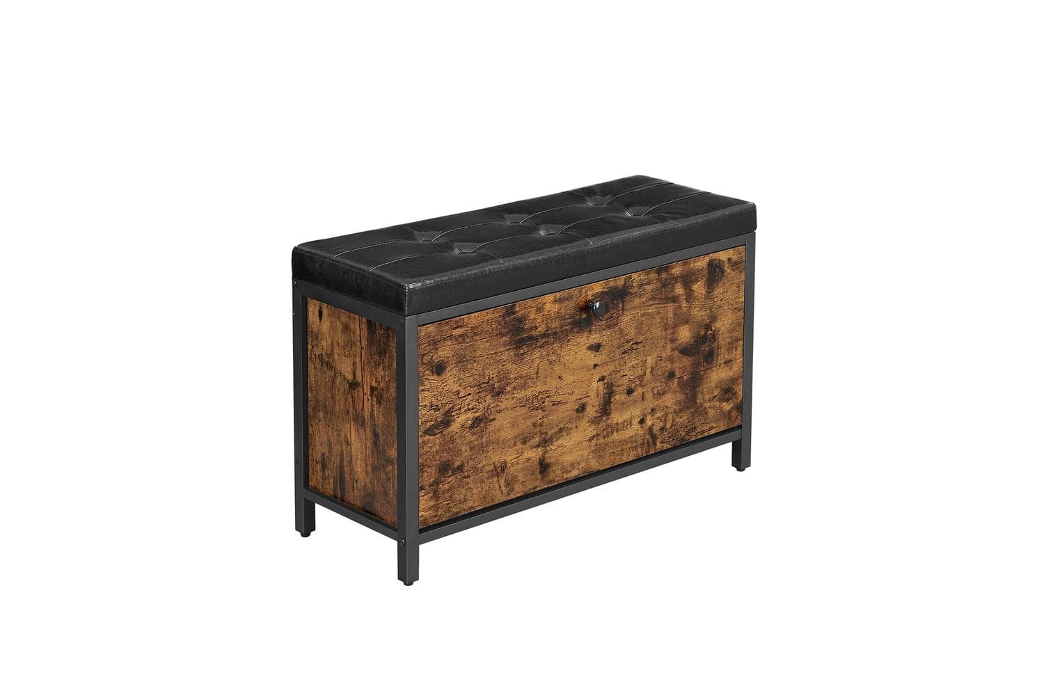 Vasagle Shoe Bench with Flip Door | Rustic Brown & Black