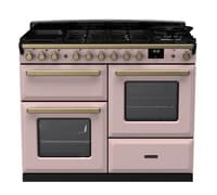 Rangemaster Estel Deluxe 110cm Dual Fuel Range Cooker - Pale Pink with Brass Trim | ESDLO110DFPPPK/AB1