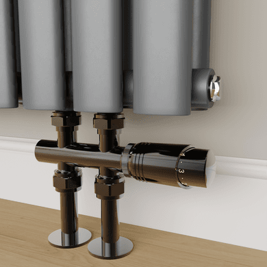 Elego Black Nickel Modern TRV H Block Thermostatic Radiator Valves