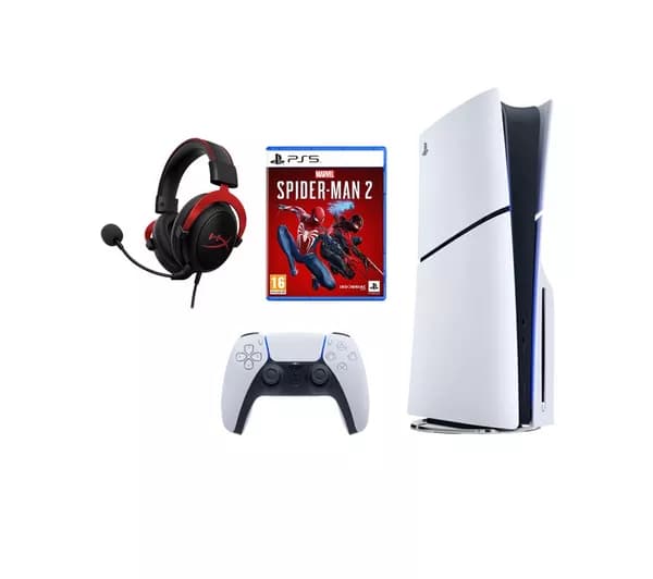 SONY PlayStation 5, HYPERX Cloud II Pro 7.1 Gaming Headset & Marvel's Spider-Man 2 PS5 Bundle