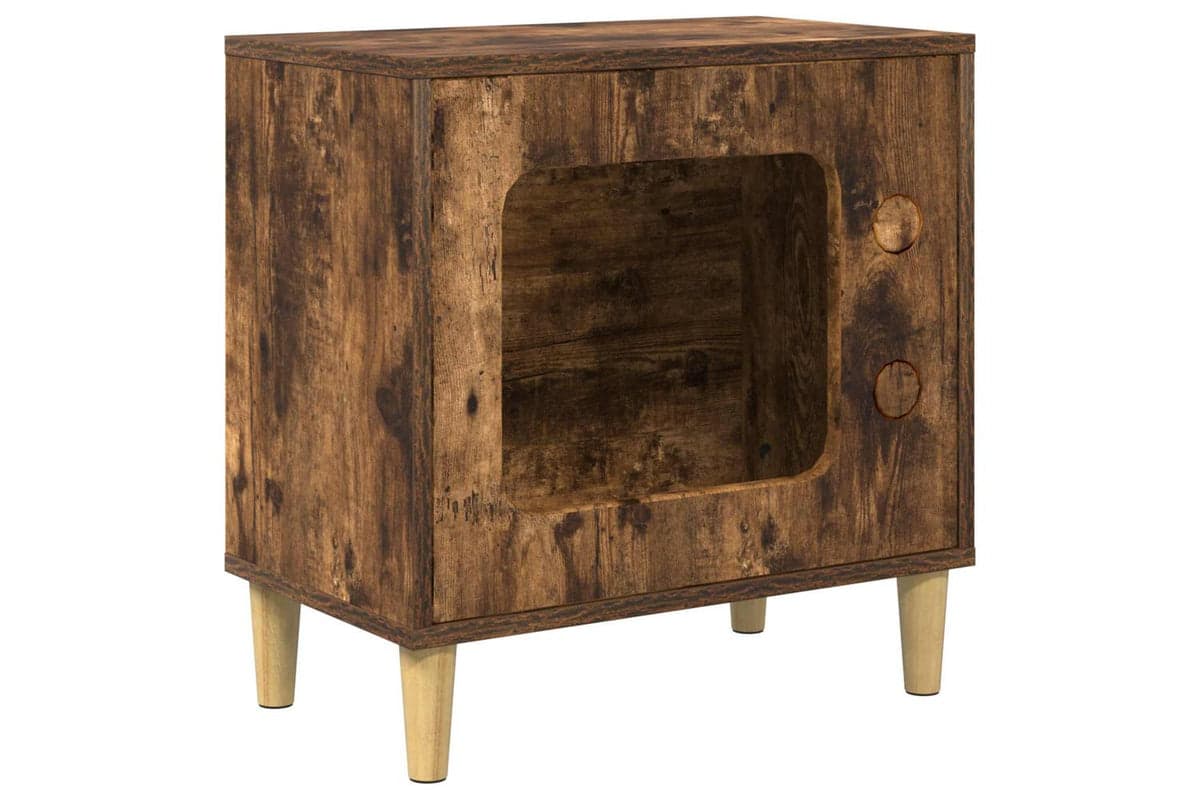 Vidaxl Cat House Smoked Oak 51 X 30 X 52 Cm Engineered Wood