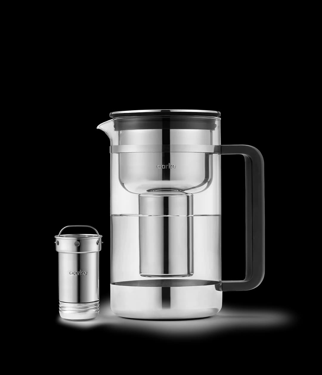 Aarke 2.8L Water Purifier Jug Large - Glass & Steel | A1220