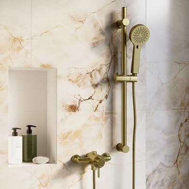 Brushed Brass 1 Outlet Thermostatic Shower Set with Exposed Valve - Volta