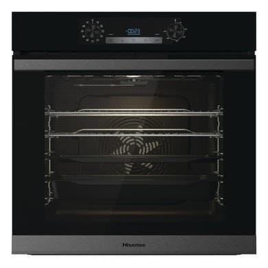 Refurbished 77L Electric Built-in Electric Single Oven With Pyrolytic Cleaning - Black