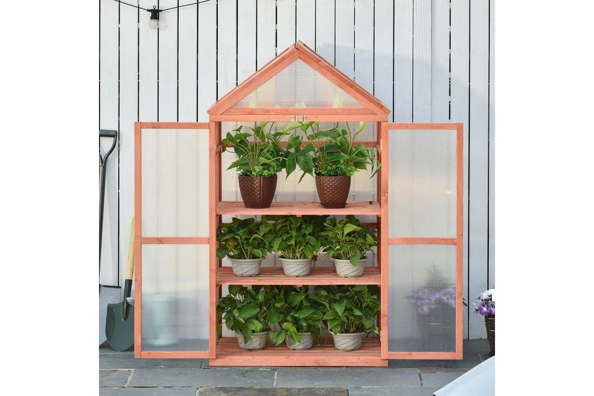 Outsunny Greenhouse Wooden Cold Frame | Orange