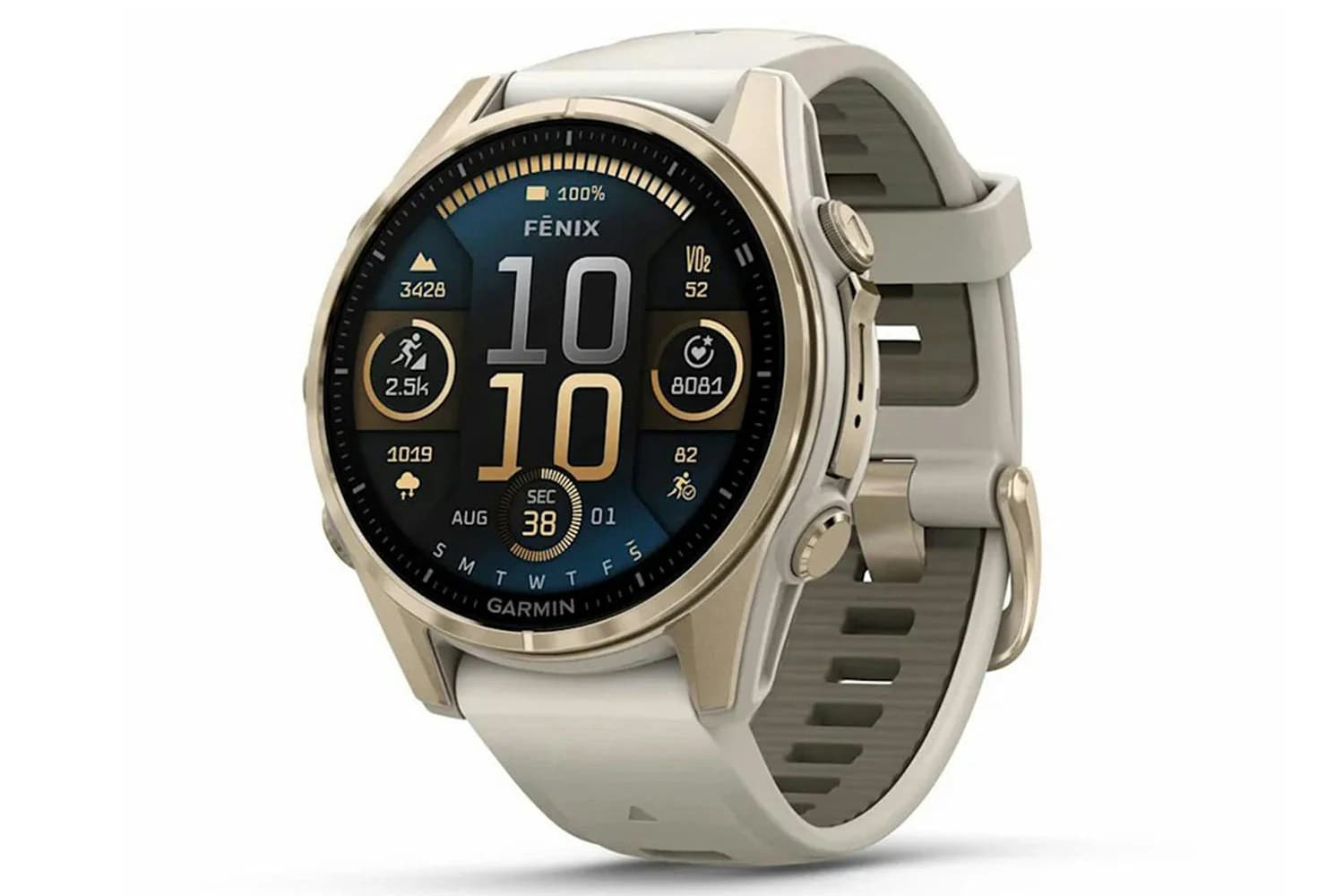 Garmin Fenix 8 Smart Watch | 43mm | Soft Gold with Fog Grey/Dark Sandstone