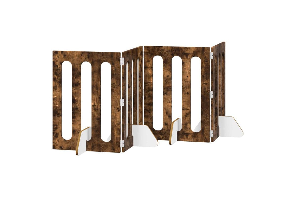Vidaxl Folding Pet Fence 4 Pcs Smoked Oak 201 X 38 X 70 Cm