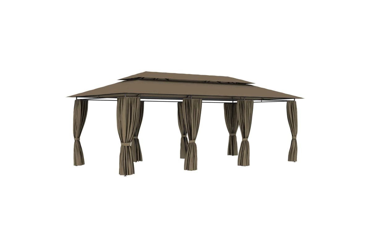 Vidaxl 312247 Gazebo With Curtains 600x298x270 Cm Taupe