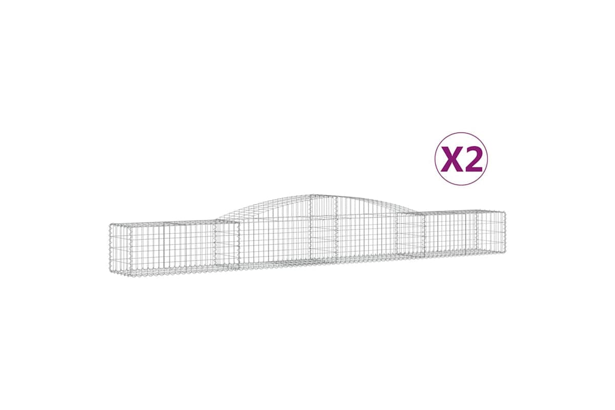 vidaXL 3146957 Arched Gabion Baskets 2 Pcs 400x50x40/60cm Galvanised Iron