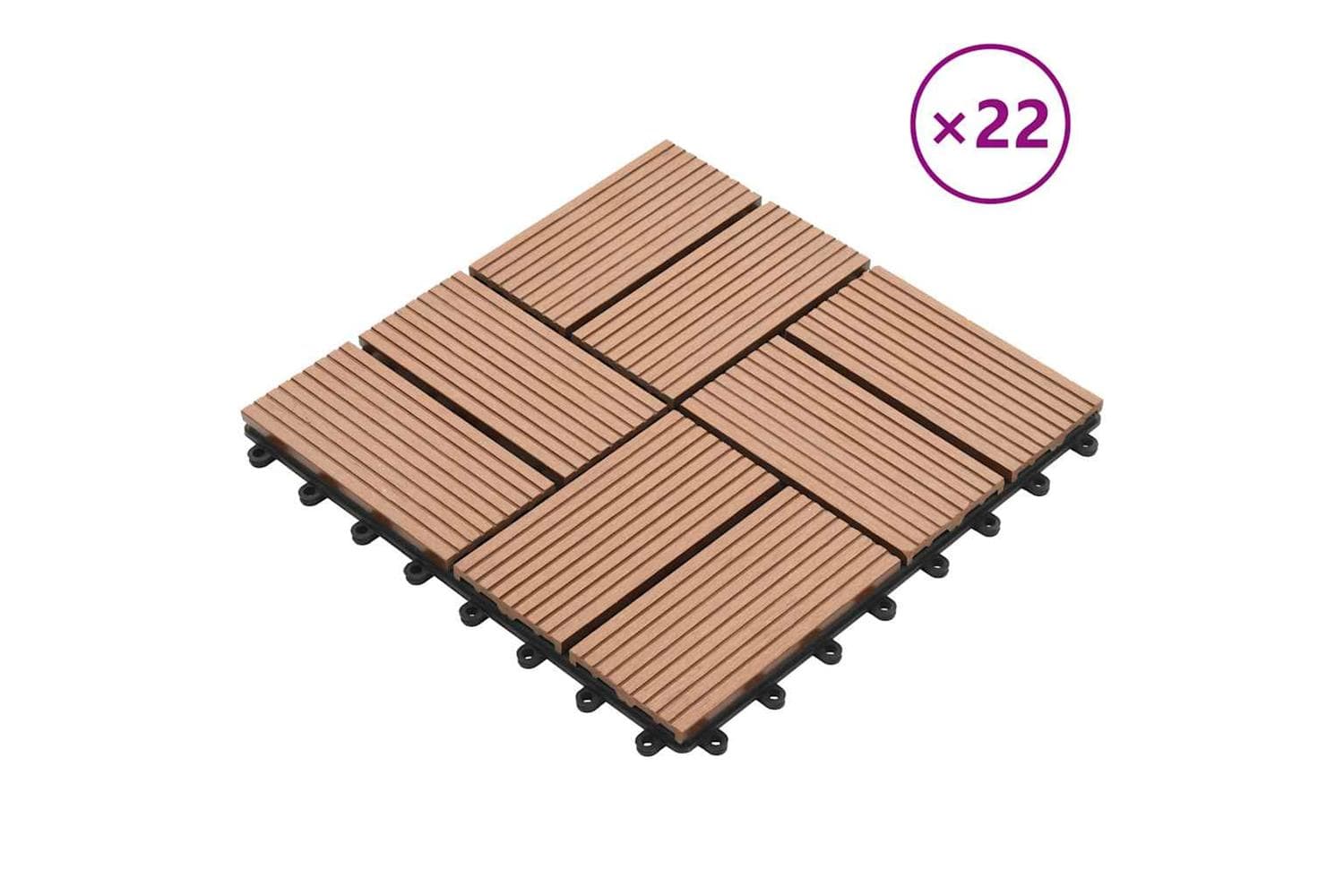 vidaXL 277806 22 Pcs Decking Tiles 30x30cm 2 Sqm Wpc Brown