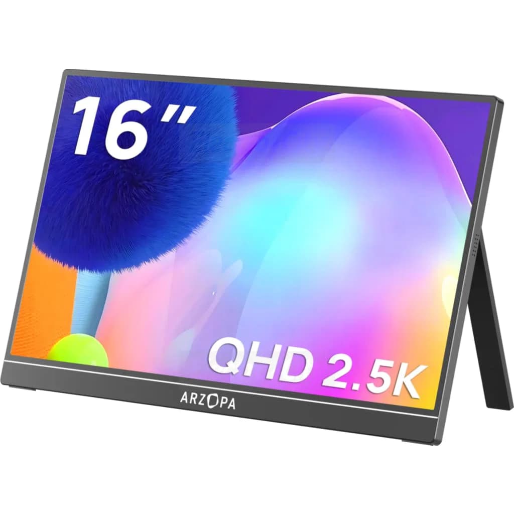 Arzopa Series Z 16 Inch 2.5K Portable Monitor with Built-in Speakers | Black