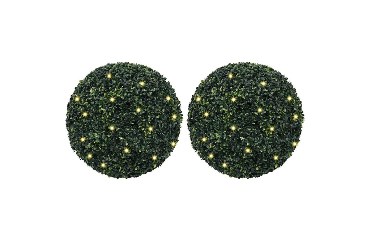 Artificial Boxwood Balls With Led Lights 2 Pcs Green 52 Cm