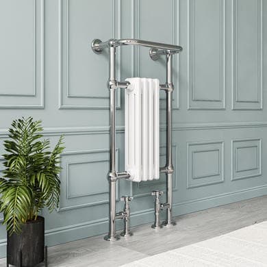 ONLY OPENED - Chrome and White Traditional Heated Towel Rail Radiator 952 x 479mm - Regent