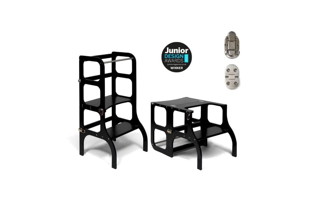 Ette Tete Helper Tower Table Stepnsit Black Silver Clasps | Helper Tower | Baltic Birch Plywood