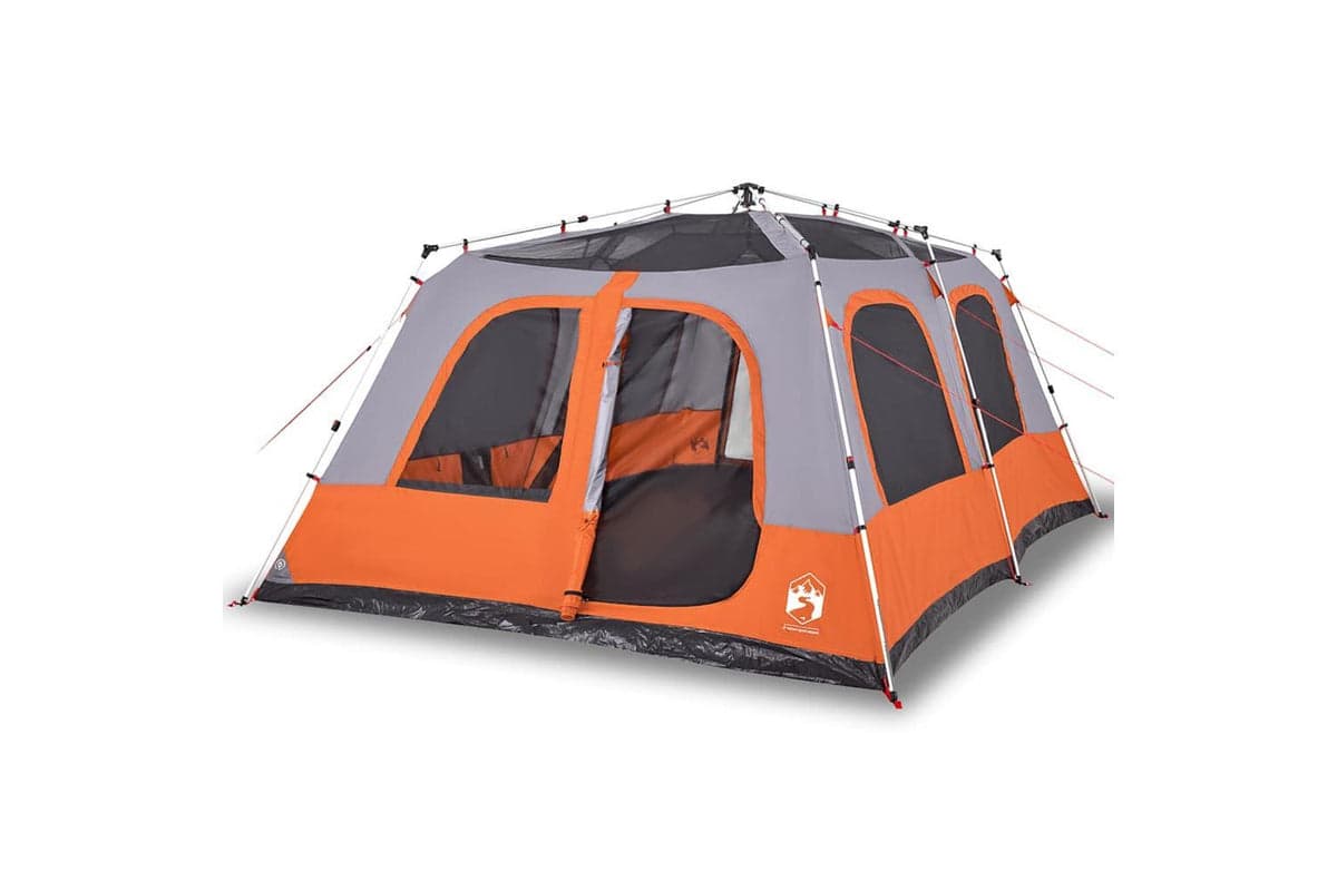 Vidaxl Family Tent Dome 10-person Grey And Orange Quick Release