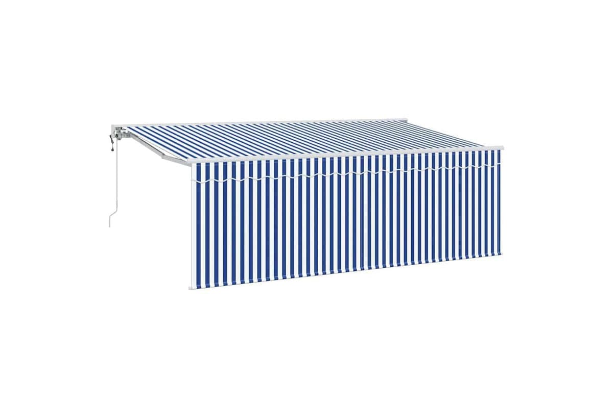 Vidaxl Retractable Awning Striped Blue And White 400 X 200 Cm Fabric