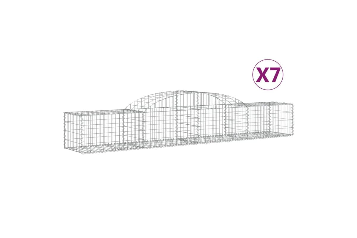 vidaXL 3146652 Arched Gabion Baskets 7 Pcs 300x50x40/60cm Galvanised Iron