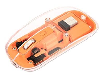 MANHATTAN - mouse - rechargeable - 2.4 GHz - transparent, clear, orange