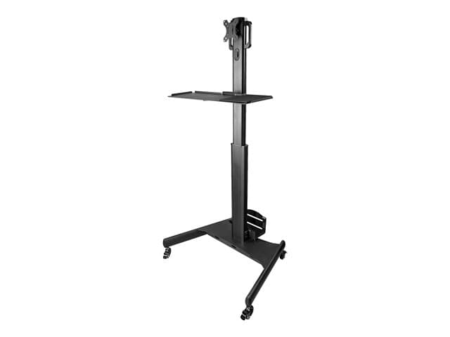 Startech Mobile Workstation Cart with Monitor Mount, CPU/PC Holder, Keyboard Tray, Ergonomic Height Adjustable Desktop Computer Cart, Rolling Mobile S
