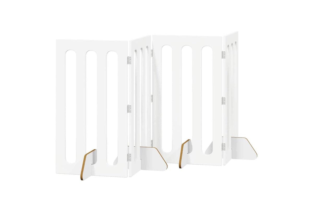 Vidaxl Folding Pet Fence 4 Pcs White 201 X 38 X 90 Cm Engineered Wood