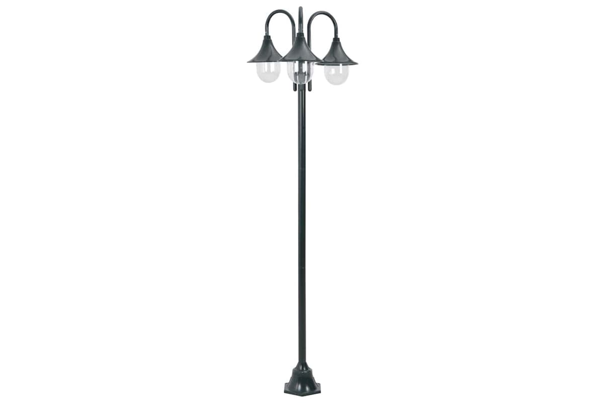 vidaXL 44216 Garden Post Light E27 220cm Aluminium 3-lantern Dark Green