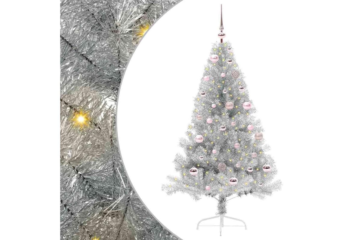 Vidaxl Artificial Pre-lit Christmas Tree Silver 150 Cm Pet