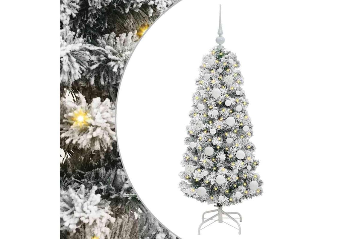 Vidaxl Artificial Hinged Christmas Tree Green And White 120 Cm