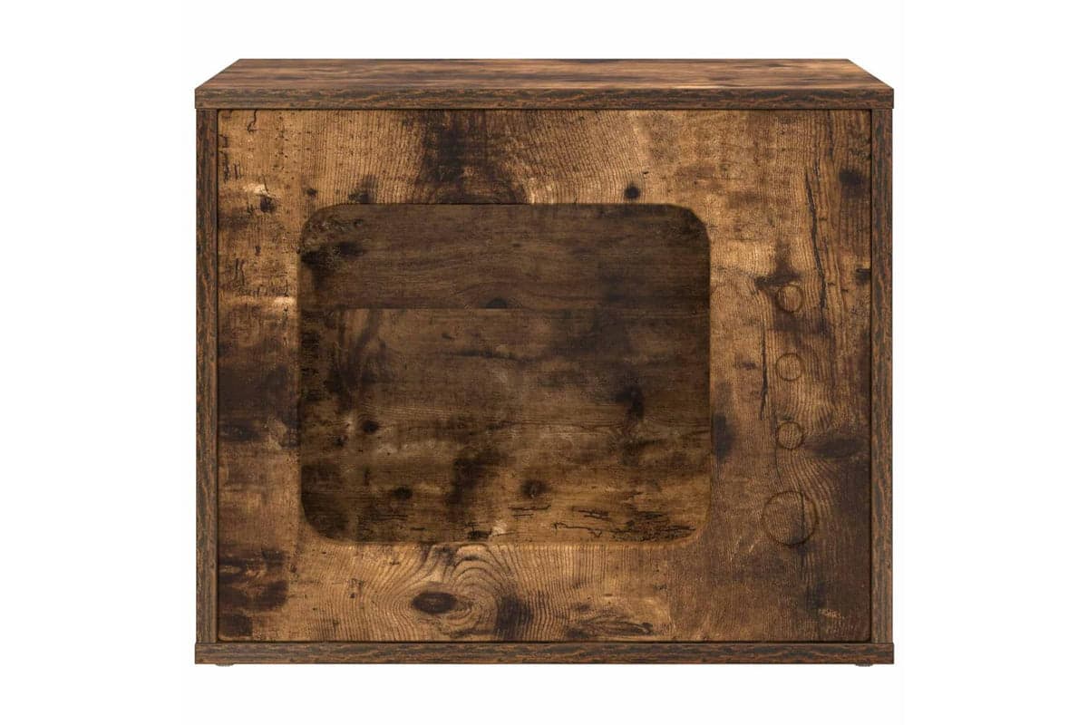 Vidaxl Cat House Smoked Oak 51 X 30 X 42 Cm Engineered Wood