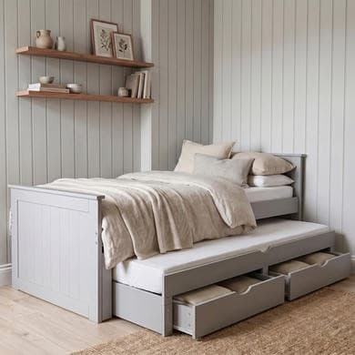 Sander Wooden Guest Bed with Storage and Trundle