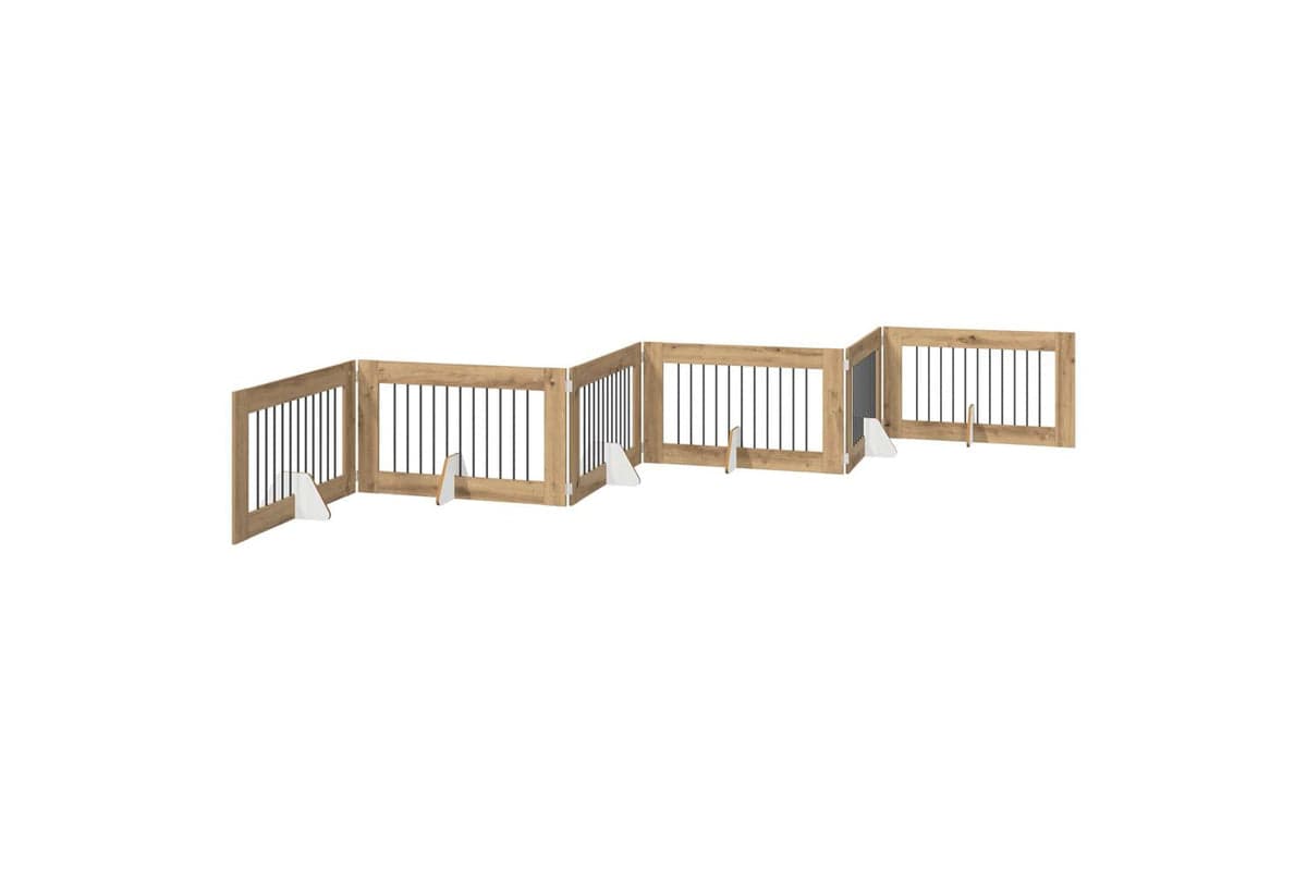 Vidaxl Foldable Dog Gate With Stands 6 Pcs Artisan Oak 602 Cm
