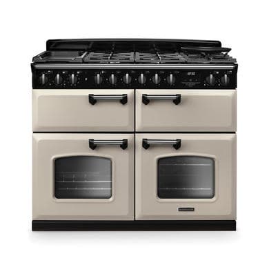 Rangemaster Classic Deluxe 110cm Base Cavity Dual Fuel Range Cooker - Pale Cream & Chrome