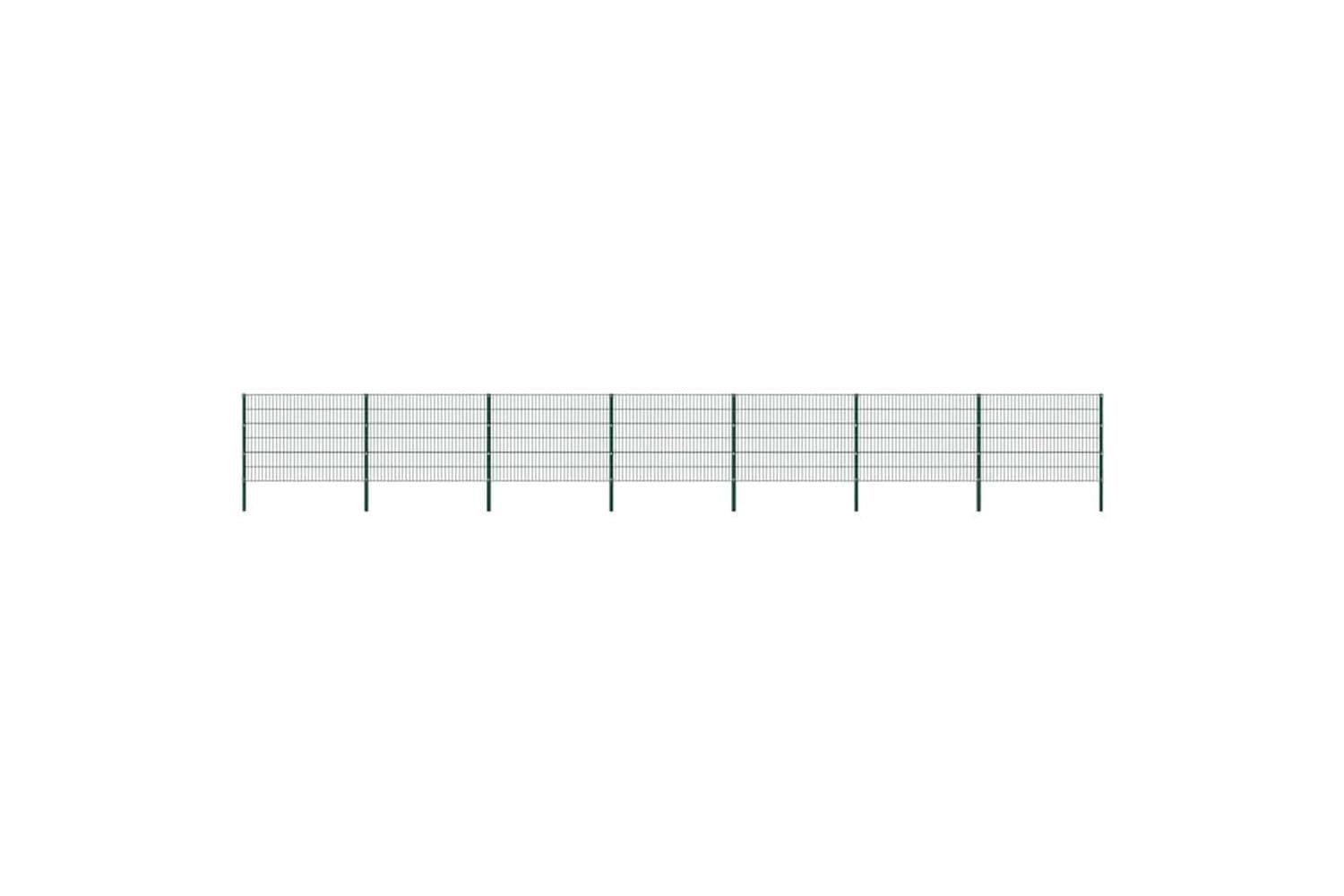 Vidaxl 278667 Fence Panel With Posts Iron 11.9x1.2 M Green