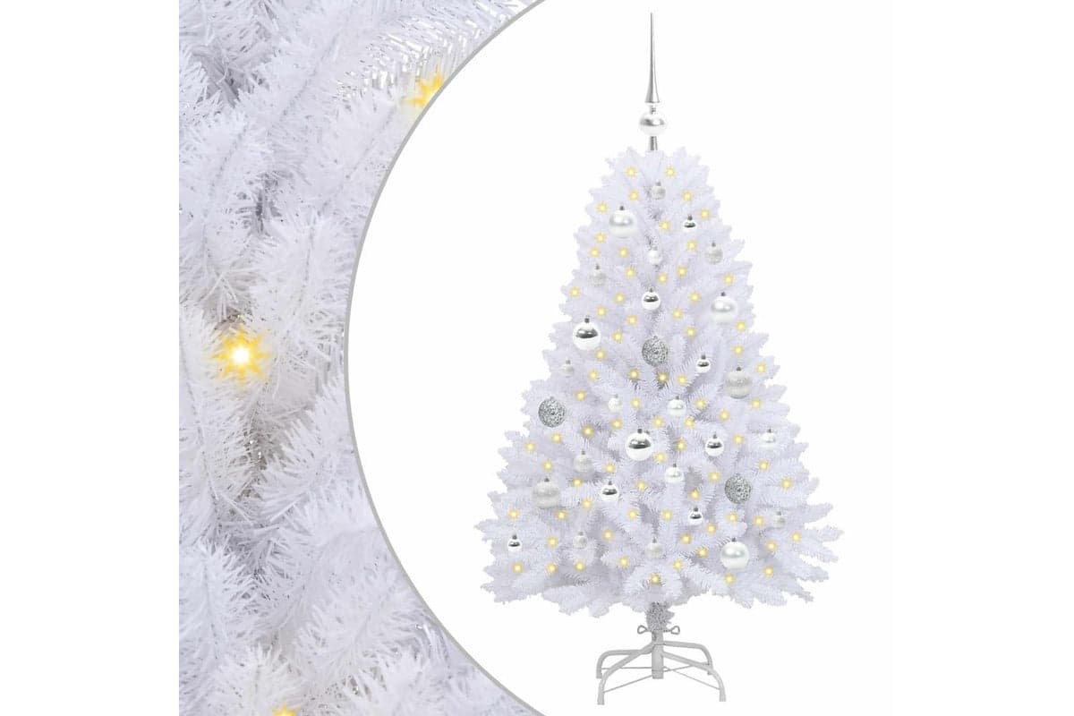 Vidaxl Artificial Hinged Christmas Tree White 120 Cm Pvc And Steel