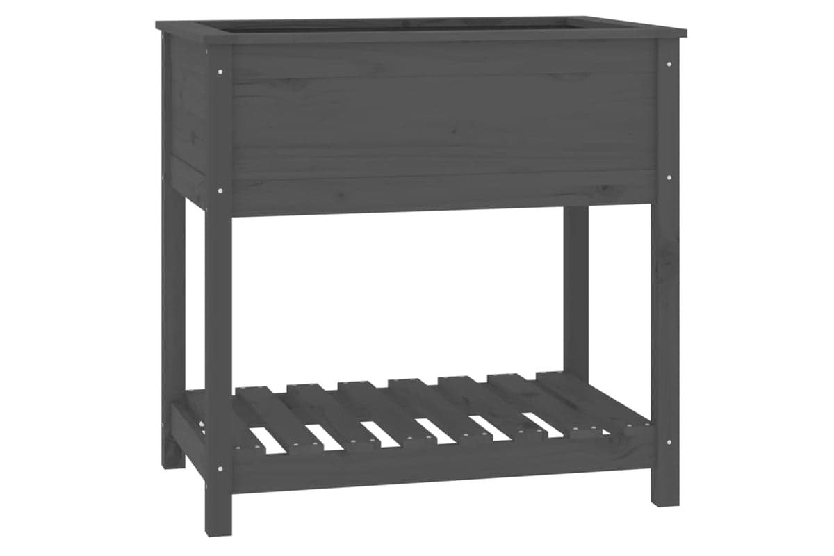 vidaXL 823782 Planter With Shelf Grey 82.5x54x81cm Solid Wood Pine