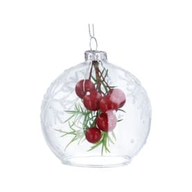 Berry Spray Open Glass Tree Decoration 10cm