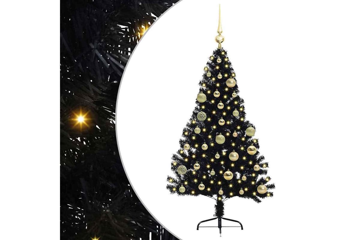 Vidaxl Artificial Pre-lit Christmas Tree Black 120 Cm Pvc