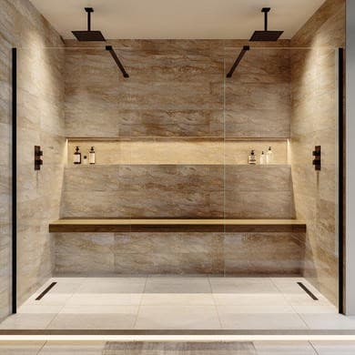2500mm Black Double Shower Screen for Wet Room & Walk In Shower – Corvus