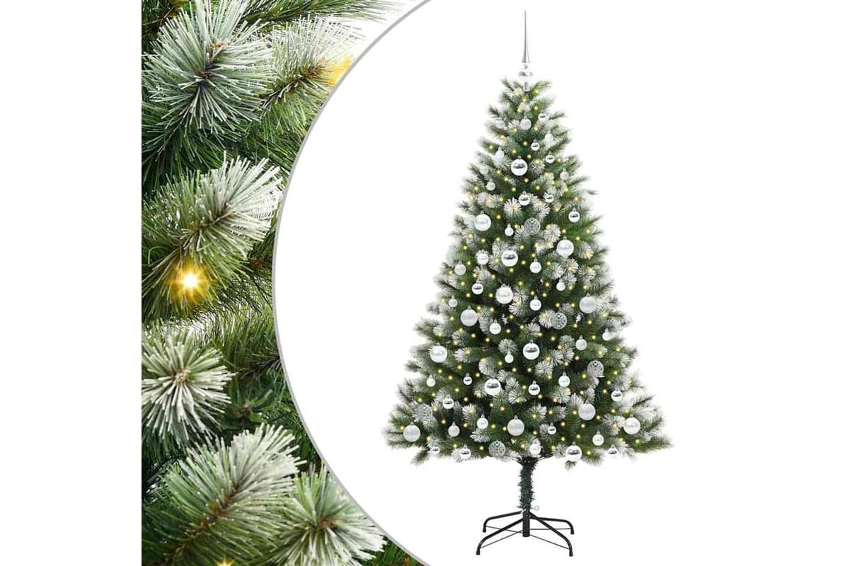 Vidaxl Artificial Hinged Christmas Tree With Flocked Snow 180 Cm